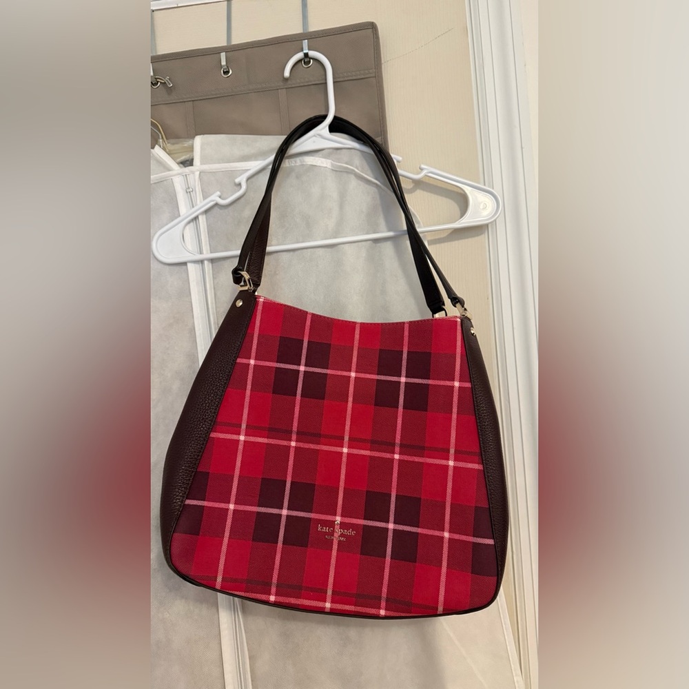 Kate Spade Rose Plaid Shoulder Tote